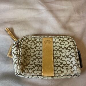 Coach Gold and Tan Makeup Bag